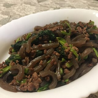 小松菜とひき肉の炒め物